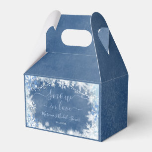 White Blue Snow in Love Snowflake Bridal Shower Favor Box