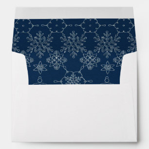 White Blue Snowflake Christmas Holiday Envelope