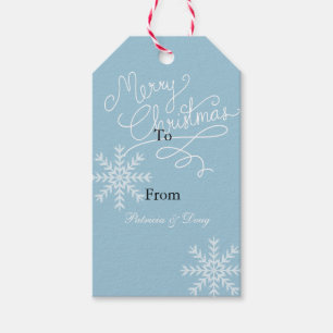 White Blue Snowflakes Christmas Gift Tags