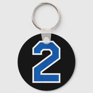 White Blue Sports Team Number 2 Keychain