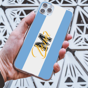 white & blue Stripe Colourful Custom name monogram iPhone 13 Pro Max Case