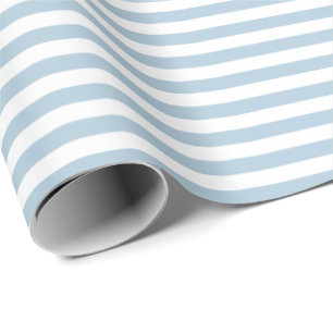White Blue Stripes Wrapping Paper