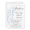 White Blue Swirl Cross Baptism Invitation Boys