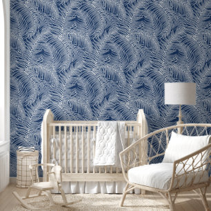 White Blue Tropical Palm Leaves Wallpaper
