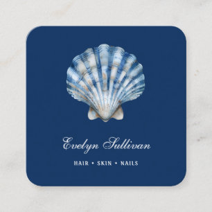 White blue watercolor seashell logo business card