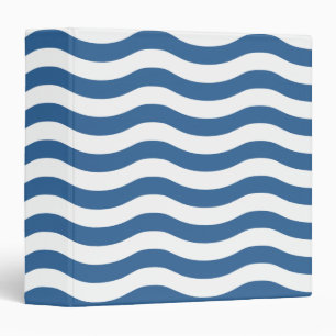 White Blue Wave Navy pattern Customize background Binder