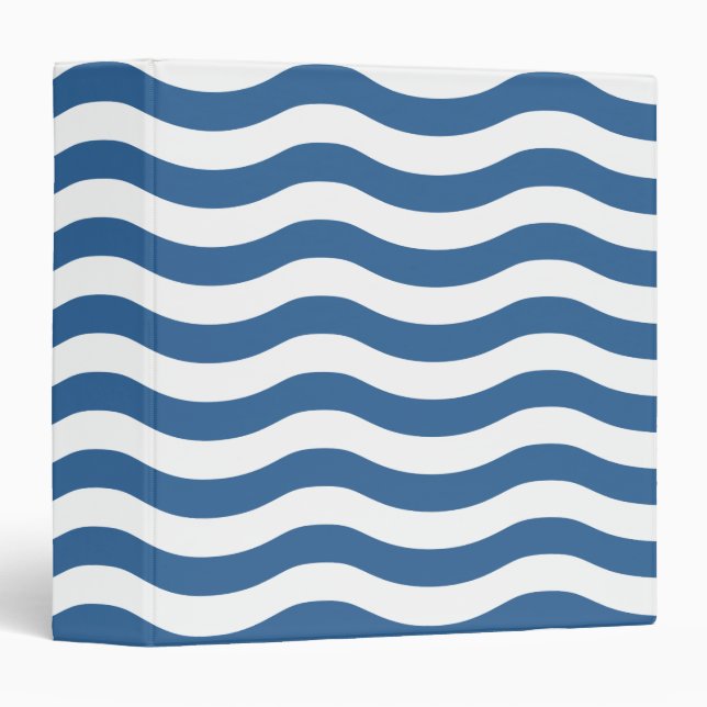 White Blue Wave Navy pattern Customize background Binder (Front/Spine)