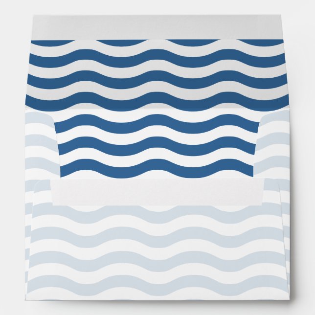 White Blue Wave Navy pattern Customize background Envelope (Back (Bottom))