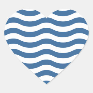 White Blue Wave Navy pattern Customize background Heart Sticker