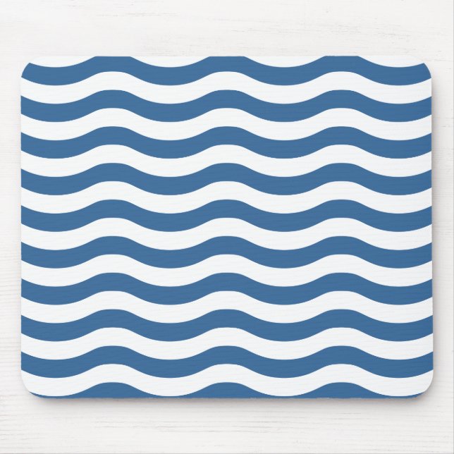 White Blue Wave Navy pattern Customize background Mouse Pad (Front)
