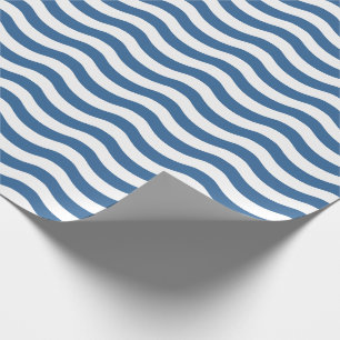White Blue Wave Navy pattern Customize background Wrapping Paper