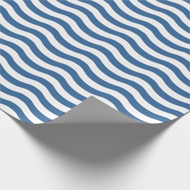 White Blue Wave Navy pattern Customize background Wrapping Paper (Corner)