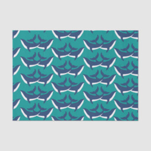 White Blue Whales Sea Animal Green Ocean Marine Tissue Paper