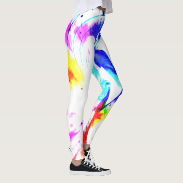 white blue yellow green splash vibrant lgbt colour leggings (Right)