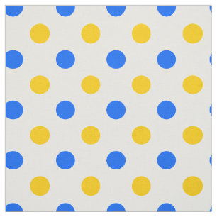White Blue Yellow Polka Dots Design  Fabric