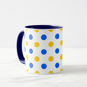 White Blue Yellow Polka Dots Design  Mug