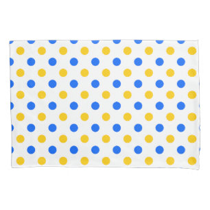 White Blue Yellow Polka Dots Design  Pillowcase