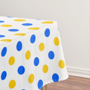 White Blue Yellow Polka Dots Design  Tablecloth