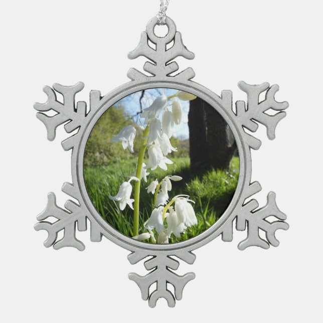 White Bluebells Snowflake Ornament (Front)