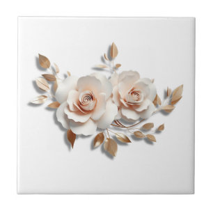 White Blush 3 D Flower Tile