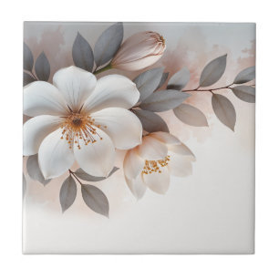 White Blush 3 D Flower Tile
