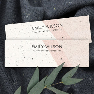 White Blush Ceramic Glitter Stud Earring Display Mini Business Card