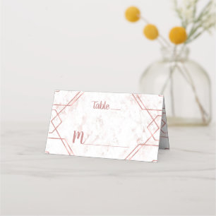 White & Blush Marble and Rose Gold Table Seating Place Card
