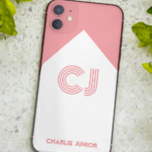 white & blush pink Stylish Monogrammed