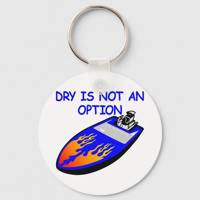 White Boat Dry Not Option Keychain (Front)