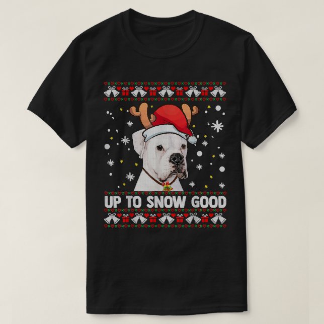 White Boer Dog Santa Ugly Christmas Sweater Funny  (Design Front)