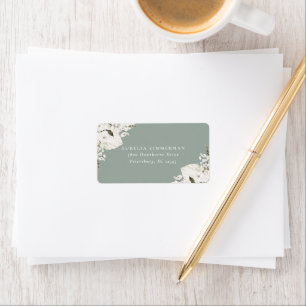 White Bohemian Floral Address Label