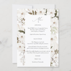 White Boho Floral Menu 2 Invitation