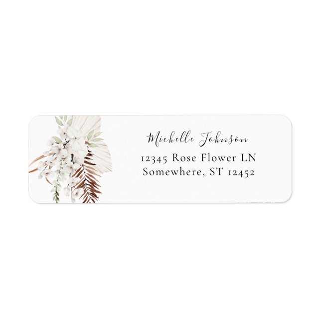 White Boho Floral Return Address Label 3 (Front)