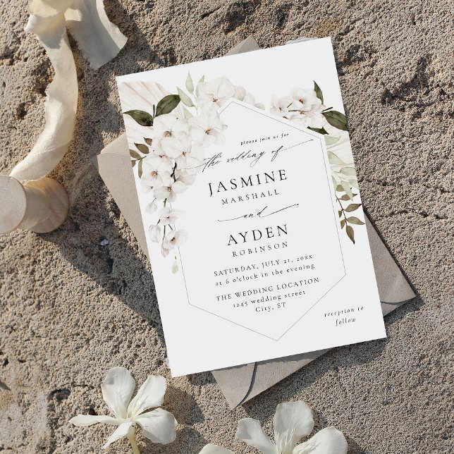 White Boho Floral Wedding Invitation V3 LN (Creator Uploaded)