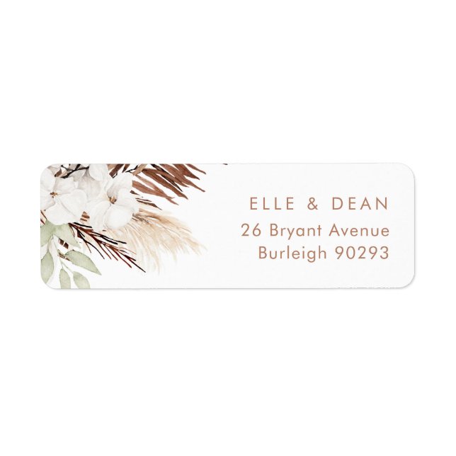 White Boho Floral Wedding Return Address (Front)