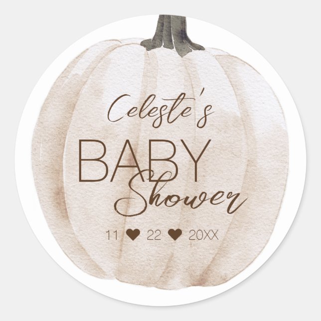 White Boho Pumpkin Baby Shower Envelope Seal (Front)