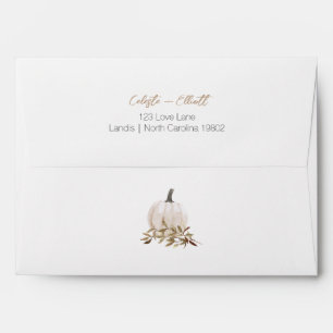 White Boho Pumpkin Baby Shower Return Address Envelope