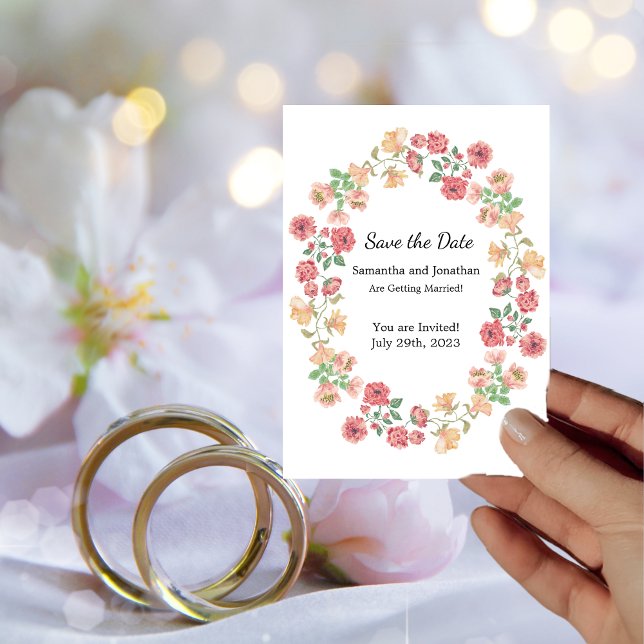White Boho Watercolor Flowers  Save the Date Invitation (Creator Uploaded)