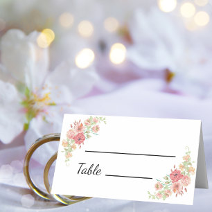 White Boho Watercolor Flowers Wedding Place Cards