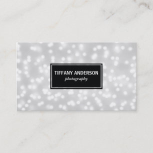 White Bokeh Black Panel Business Card