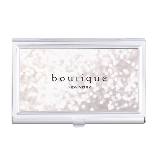 White Bokeh Glitter Modern Fashion & Beauty Business Card Cases