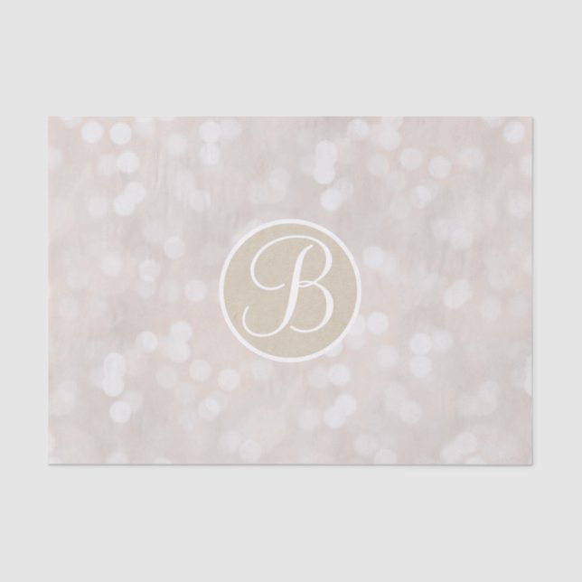 White Bokeh Lights Sparkle Monogram Letter Initial Tissue Paper (Front)
