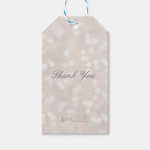 White Bokeh Modern Glamour Chic Custom Favour Gift Tags