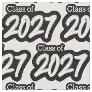 White Bold Brush Class of 2027 Fabric