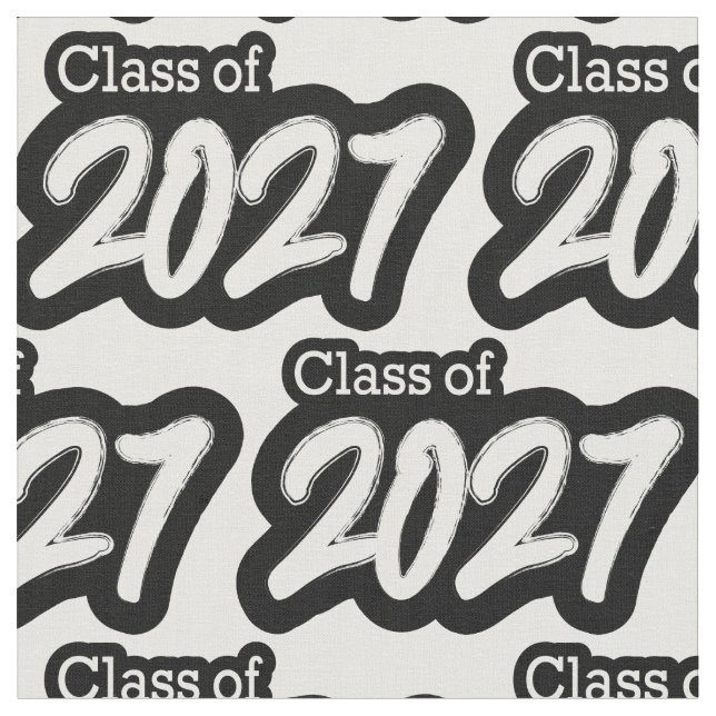 White Bold Brush Class of 2027 Fabric (Close Up)