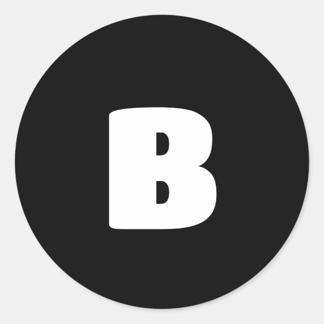 White bold initial on black classic round sticker (Front)