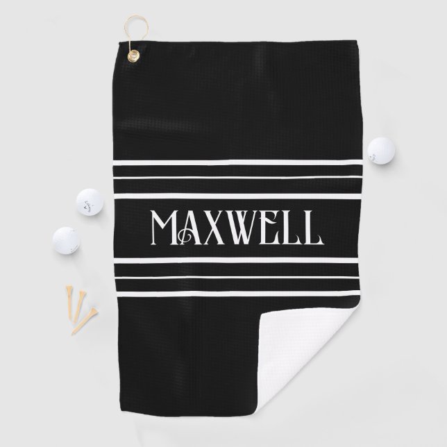 White Bold Modern Monogram Golf Towel (InSitu)