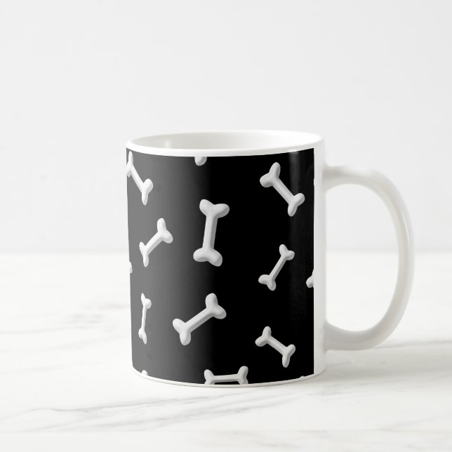 White Bones On Black Background Custom Coffee Mug (Right)