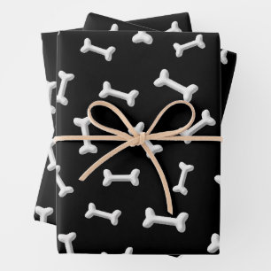 White Bones On Black Background Custom Wrapping Paper Sheet