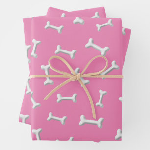 White Bones On Pink Background Custom Wrapping Paper Sheet